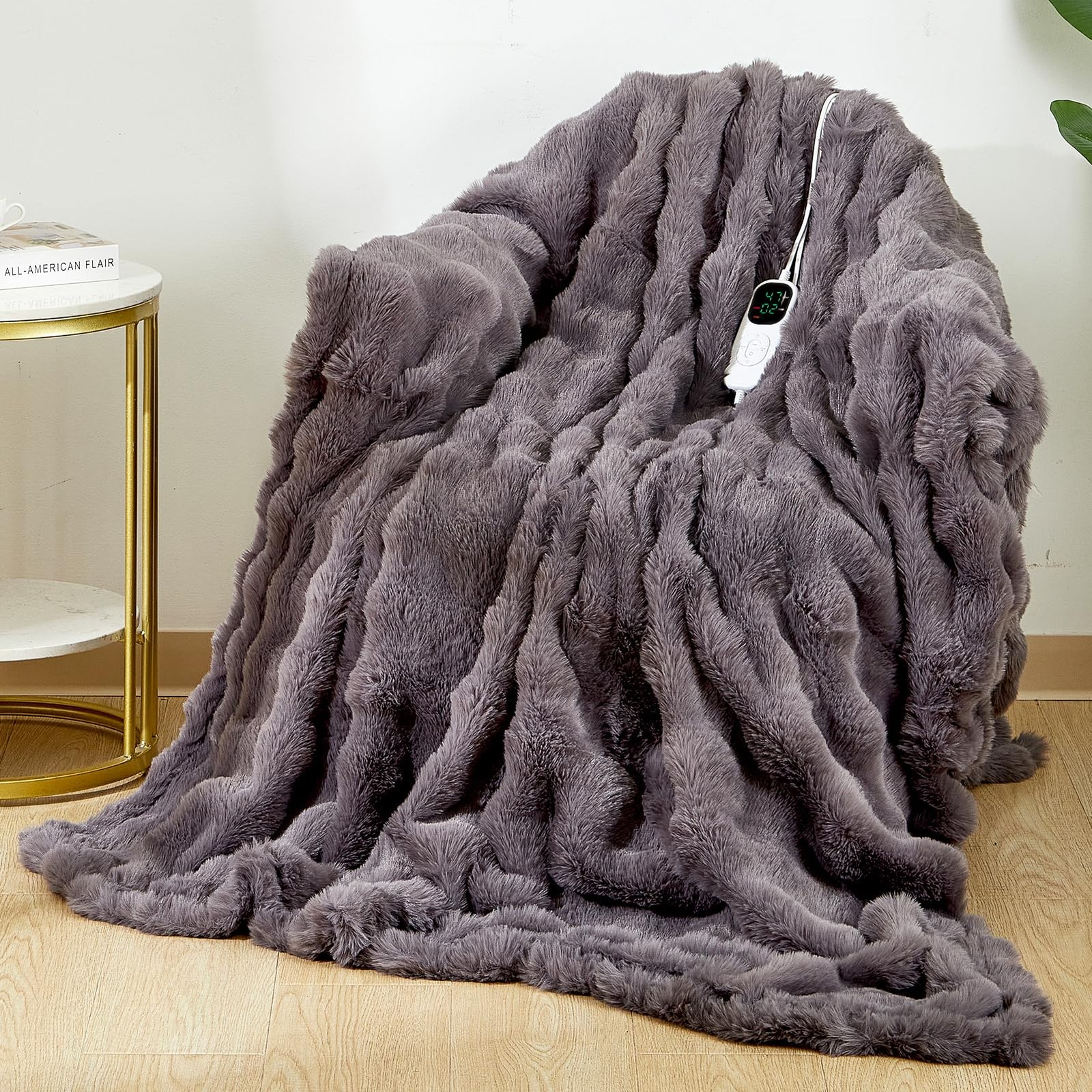 Fotgear Heated Blanket Electric Throw - Soft Cozy Twin (59 x 79 inch), Gray gallery