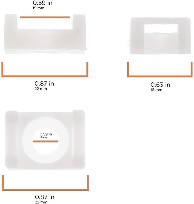 Cable Tie Mounting Base - White - Mount Saddle Type Wire Holder - 100 Pack gallery