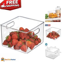 Durable Clear Food Storage Bin with Handles – 8″L x 8″W x 6″H for Easy Access