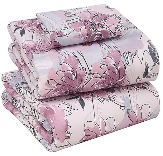 100% Cotton Percale Sheets Size – Crisp Cooling Bed Twin XL Lilac Floral gallery