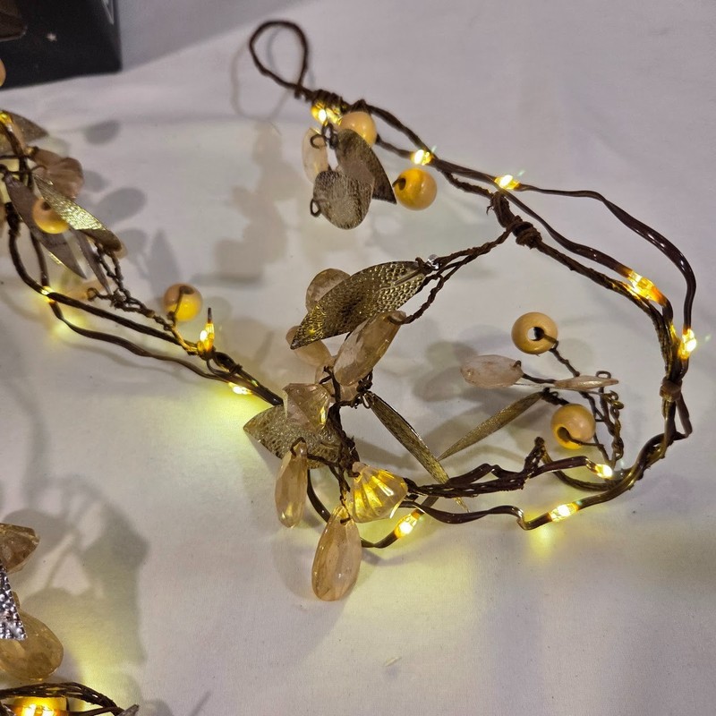 Pottery Barn Rustic Leaf String Lighted Garland 6ft Mini LED Wedding Holiday NIB gallery