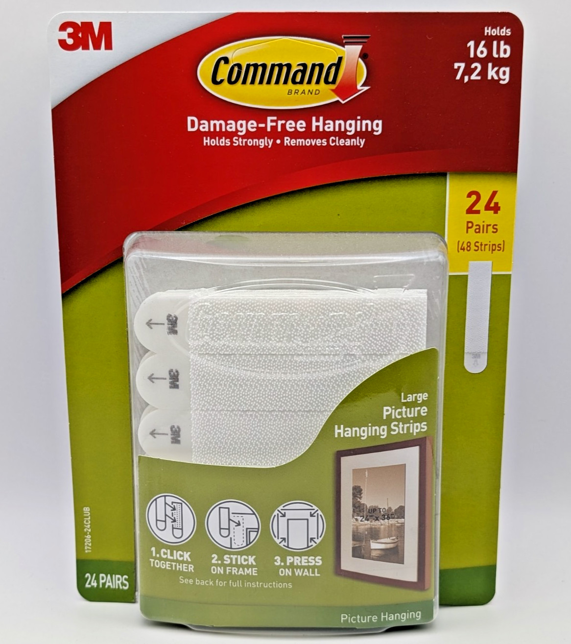 3M Command Large Picture Hanging Strips 24 Pairs 48 Strips Holds Up to 16 lb gallery