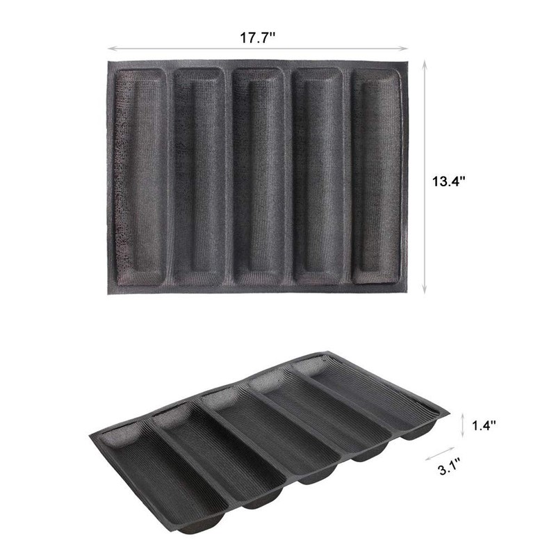 Silicone Perforated Baking Forms Sandwich Mold French Baguette Bread Pan Mat 5 L gallery