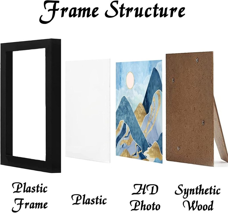 Versatile 9x9 Black Picture Frame: Display in Portrait or Landscape Orientation gallery