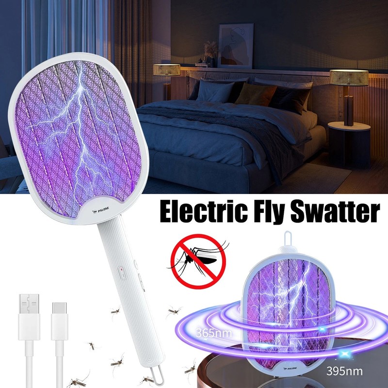3 in 1 Bug Zapper Racket Rechargeable USB Mosquito Insect Fly Swatter 3-Layer gallery