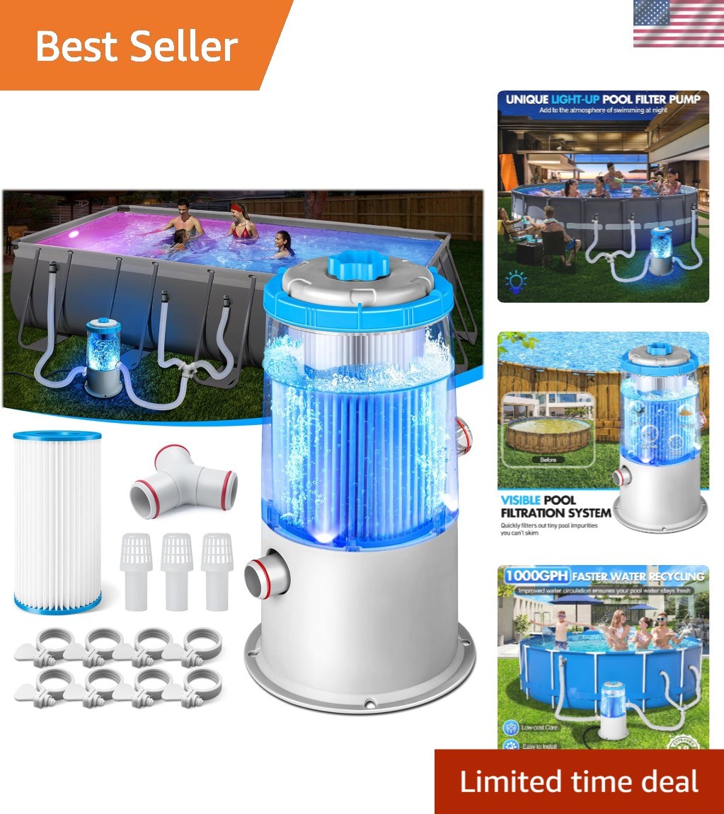 Above Ground Pool Filter Pump 1000 GPH – LED Lighting & Real-Time Monitoring gallery
