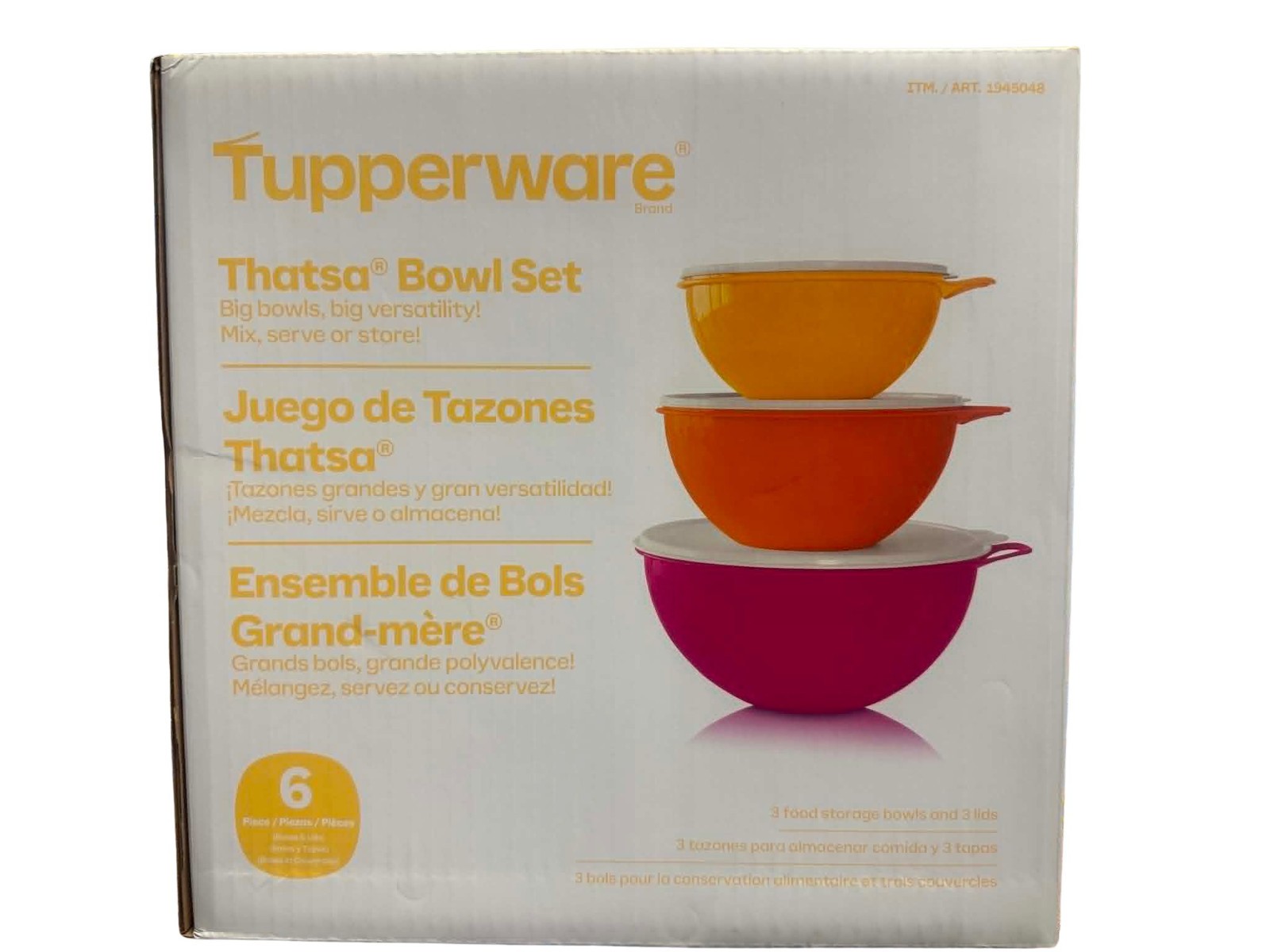 Tupperware Thatsa Bowl Set 3Pc Leak Proof Nestable Dishwasher Safe Nestable gallery