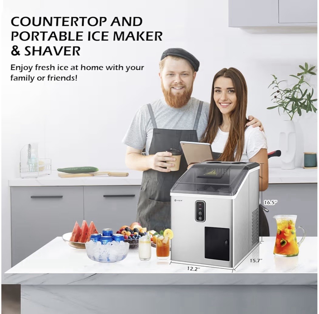 IKER Countertop Ice Maker & Shaver 33lbs Portable Stainless Steel 2-in-1 gallery