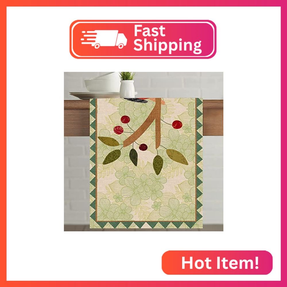 Seliem Summer Birds Tree Branches Table Runner, Cardinal Home Kitchen Dining Dec gallery