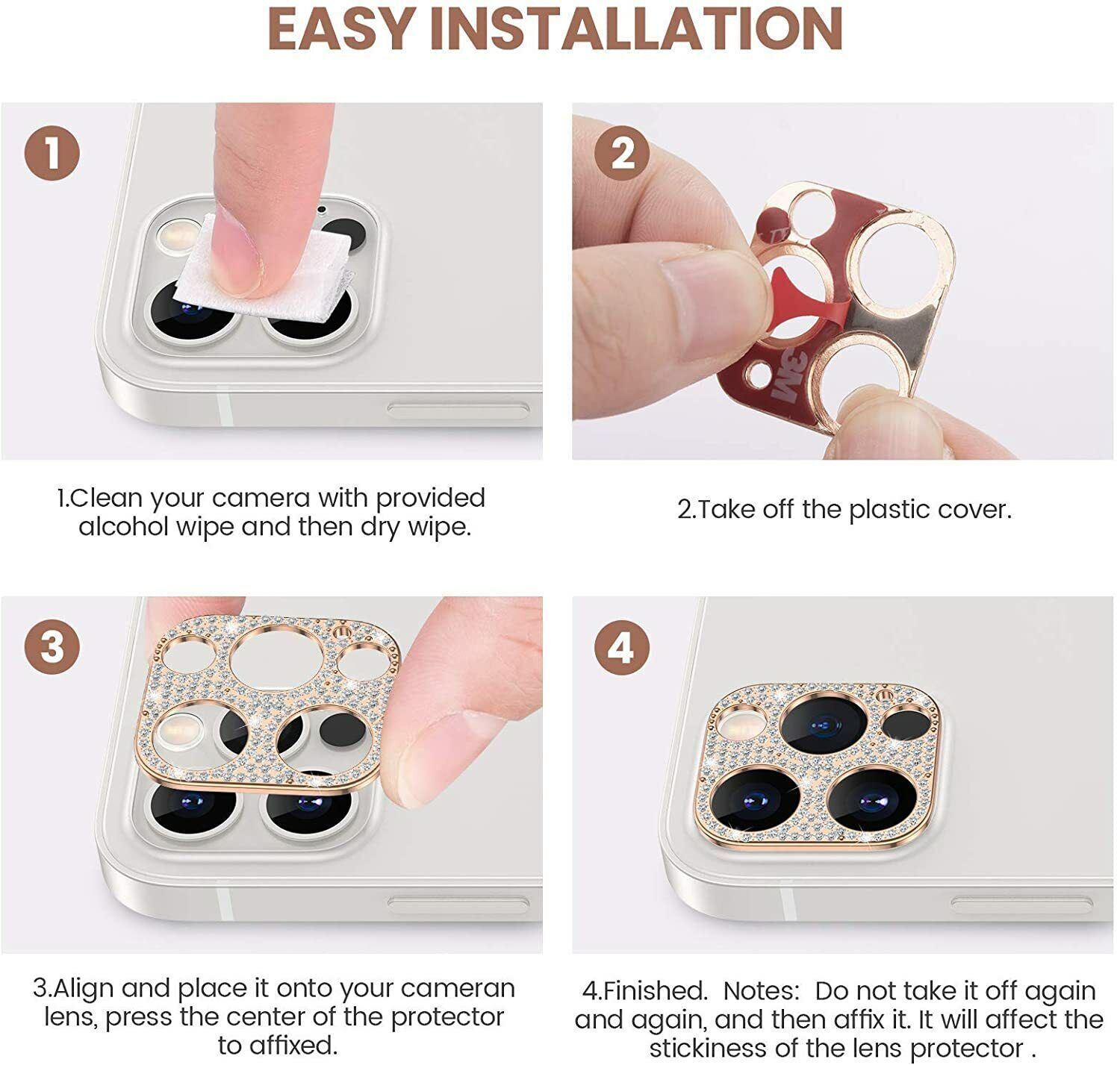 2 PK Camera Screen Protector Bling Glitter Diamond For iPhone 13 12 11 Pro MAX gallery