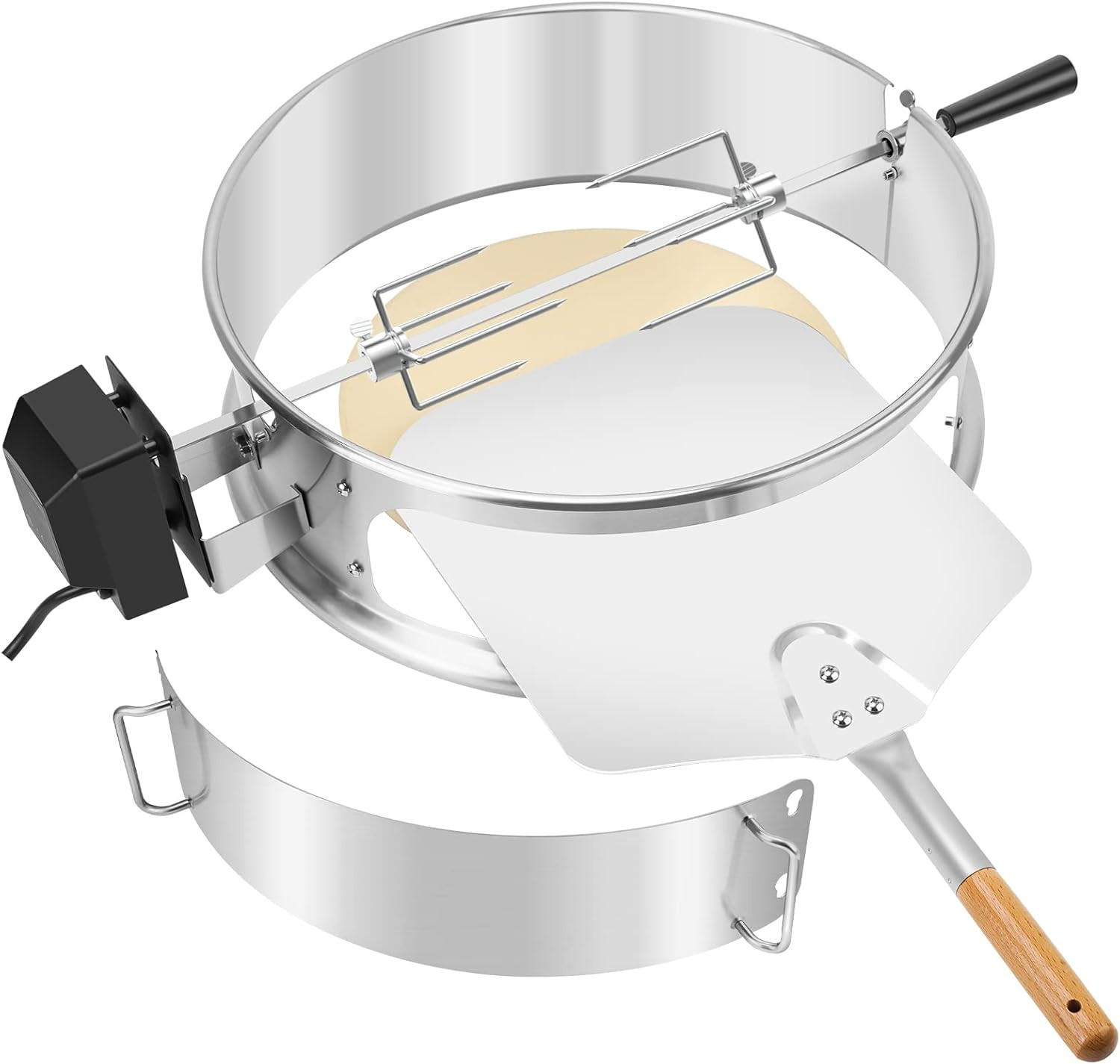 Onlyfire Stainless Steel Multi-Purpose Rotisserie and Pizza Combo Kit for Weber gallery