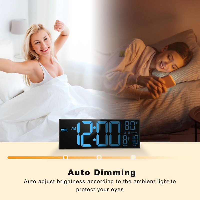LED Wall Clock 16" with Large Display, Alarm,Timer, Temp,Date & Soft Night Light gallery