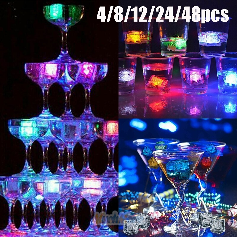 48pcs Glowing LED Ice Cubes Flash Light For Party Bar Drinks Wine Glass Decorate gallery