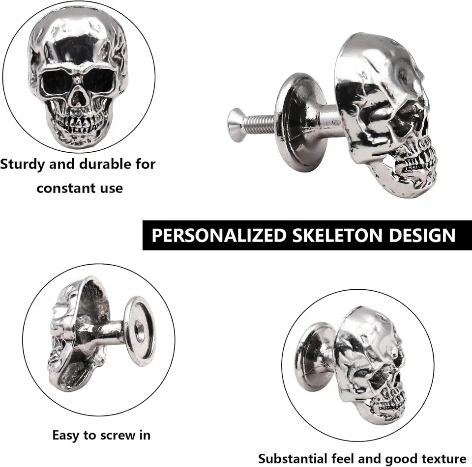 6 Pack Skull Skeleton Drawer Knobs, Vintage Single Hole Cabinets Pulls for Dr... gallery