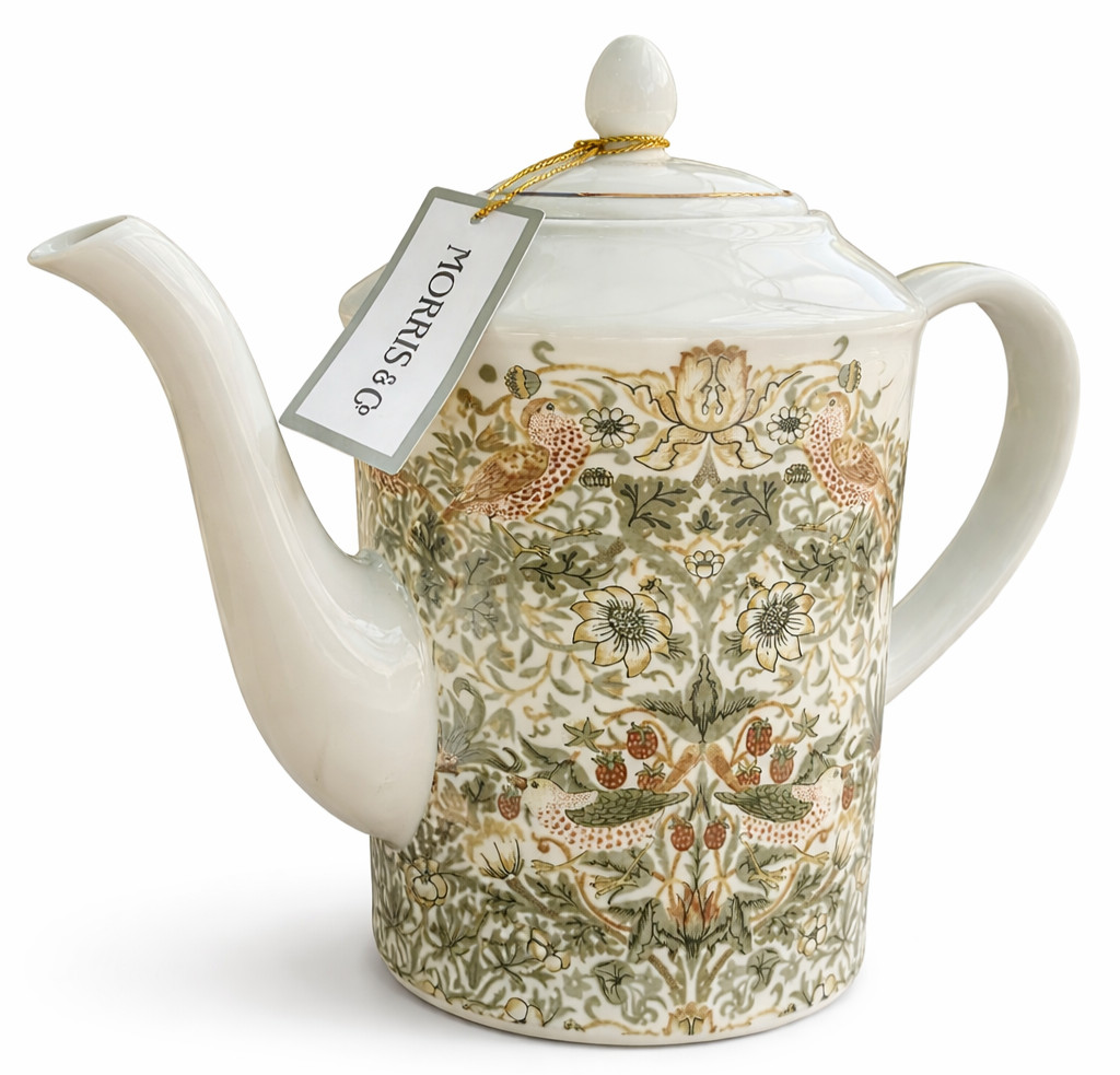 BRAND NEW! Morris & Co. Strawberry Thief Tea Porcelain Teapot Cottagecore gallery