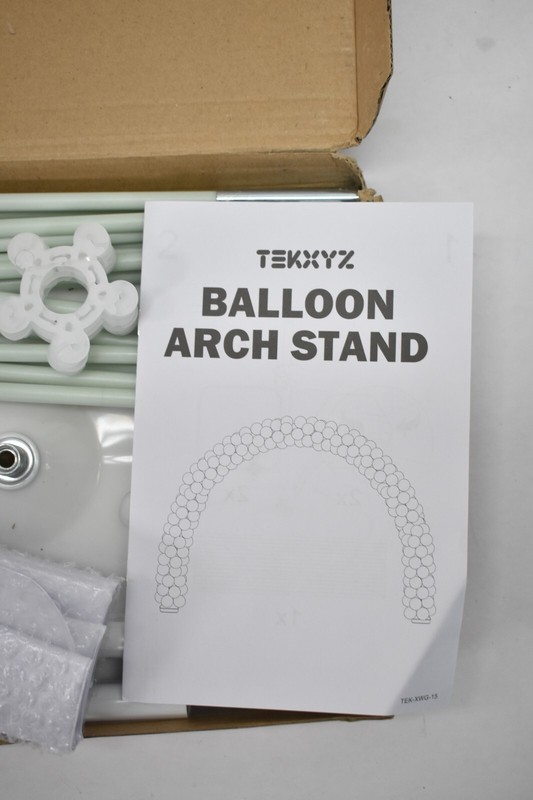 Tekxyz Balloon Arch Stand Kit Adjustable Frame White Kit 3m Wide x 2.2m High gallery
