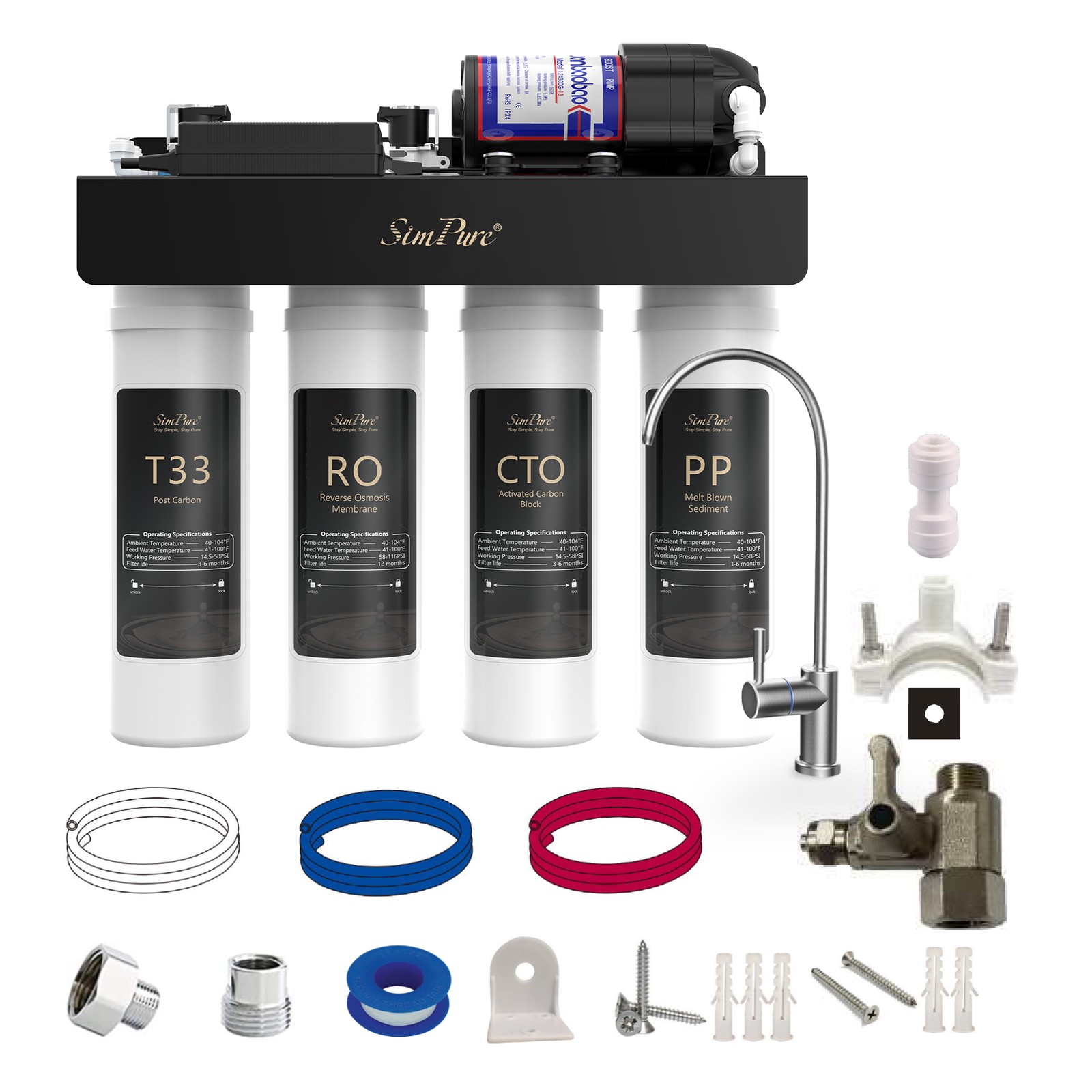 SimPure WP2-400GPD UV Alkaline Ionizer pH+ Tankless Reverse Osmosis Water System gallery