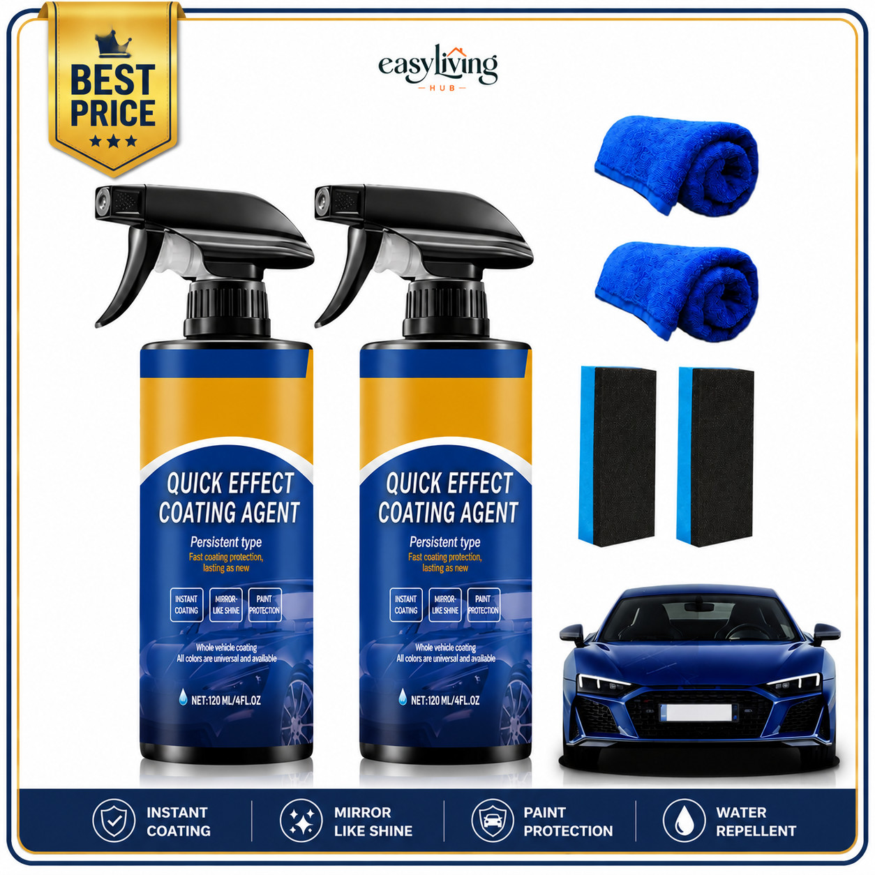 Quick Effect Car Coating Spray 2 Pack, Waterless Wash Polish, Paint Protection gallery