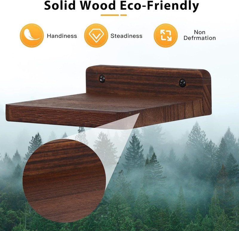 Versatile Wall-Mounted 5x5 Inch Dark Walnut Shelves - Set of 3 for Any Room gallery