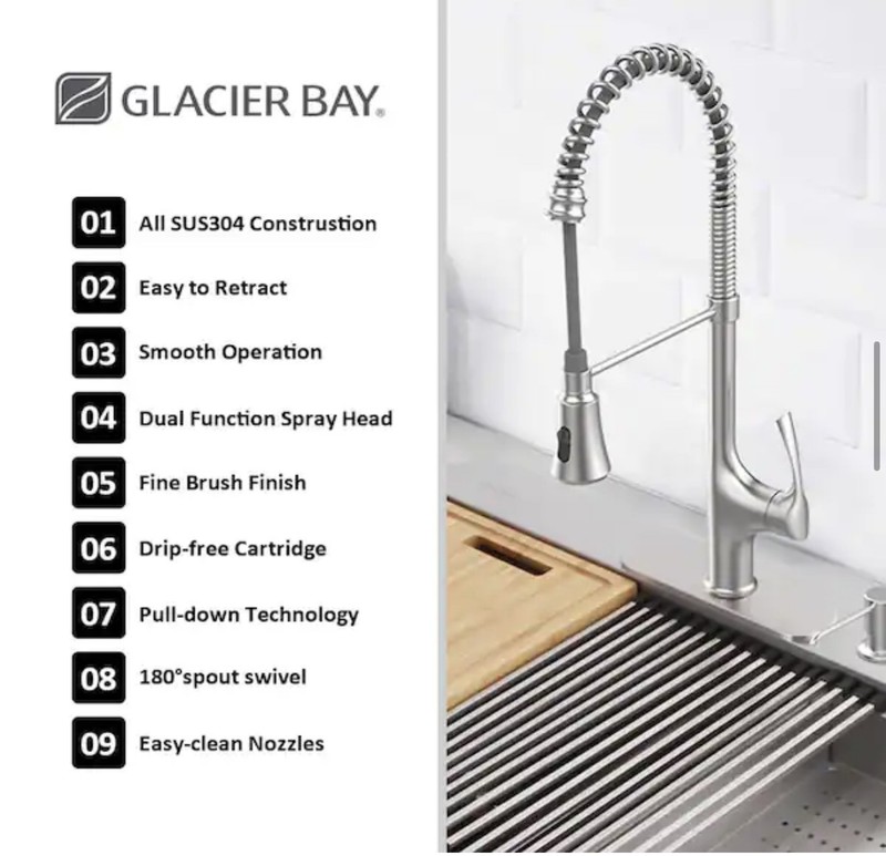 Glacier Bay Zero Radius 33in Undermount DoubleBowl Stainless Steel Sink & Faucet gallery