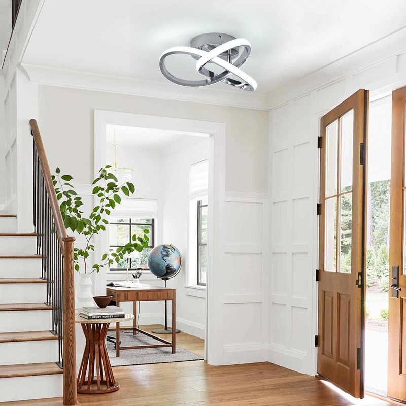 Hallway Light 20W LED Ceiling Lights Semi Flush Mount Chandelier Bedroom 6000K gallery