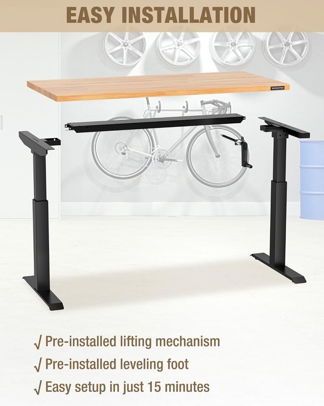 WORKPRO Adjustable Workbench with Crank Handle 47.2"x23.6" Rubber Wood Worktable gallery