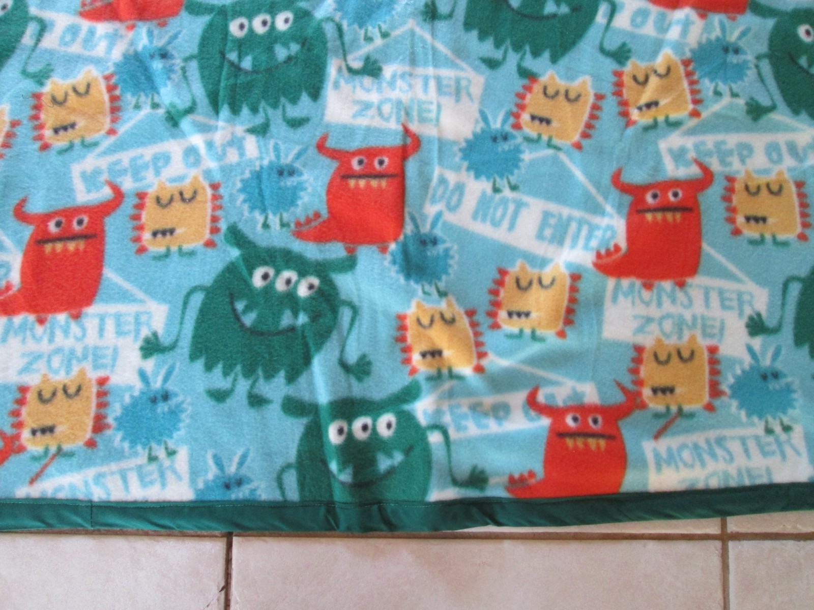 Handmade Double Sided Fleece Monster Theme Kids Blanket Approximately 59” X 32” gallery