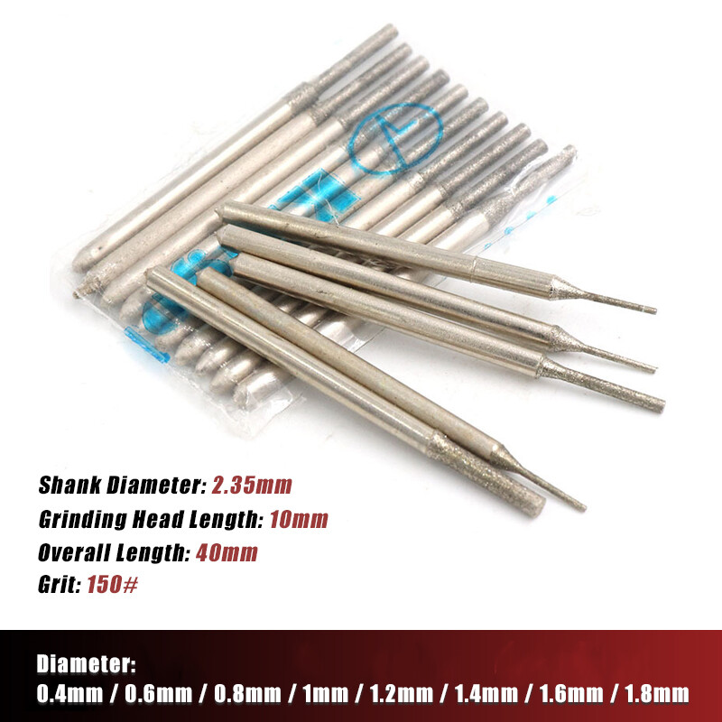 Diamond Punch Needle Drill Bit Grinding Head Grinder Jewelry Jade 0.4-1.8mm gallery