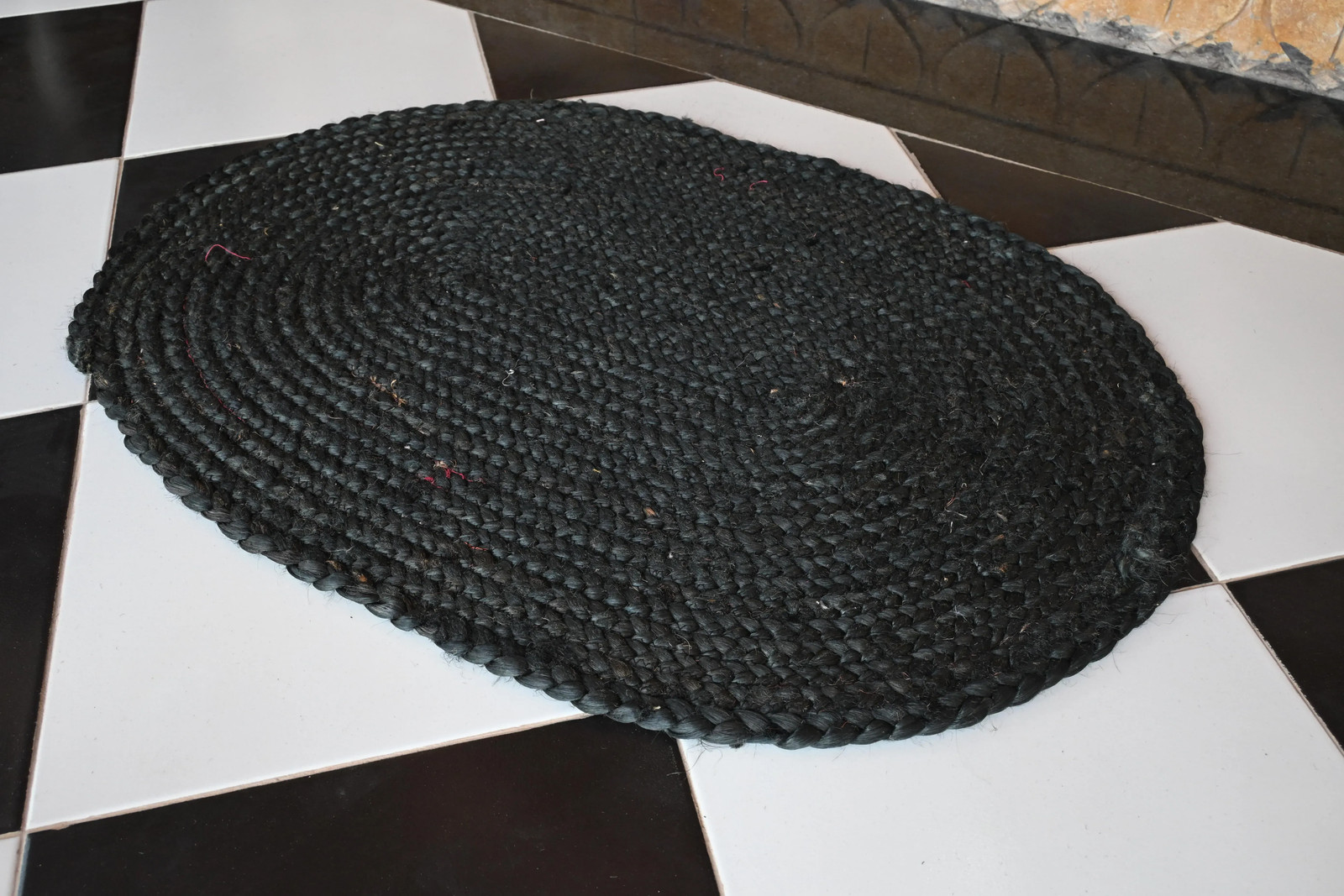 Rugmoda Black Jute Round Braided Doormat 1.5x2 ft Entryway Floor Mat Rug gallery