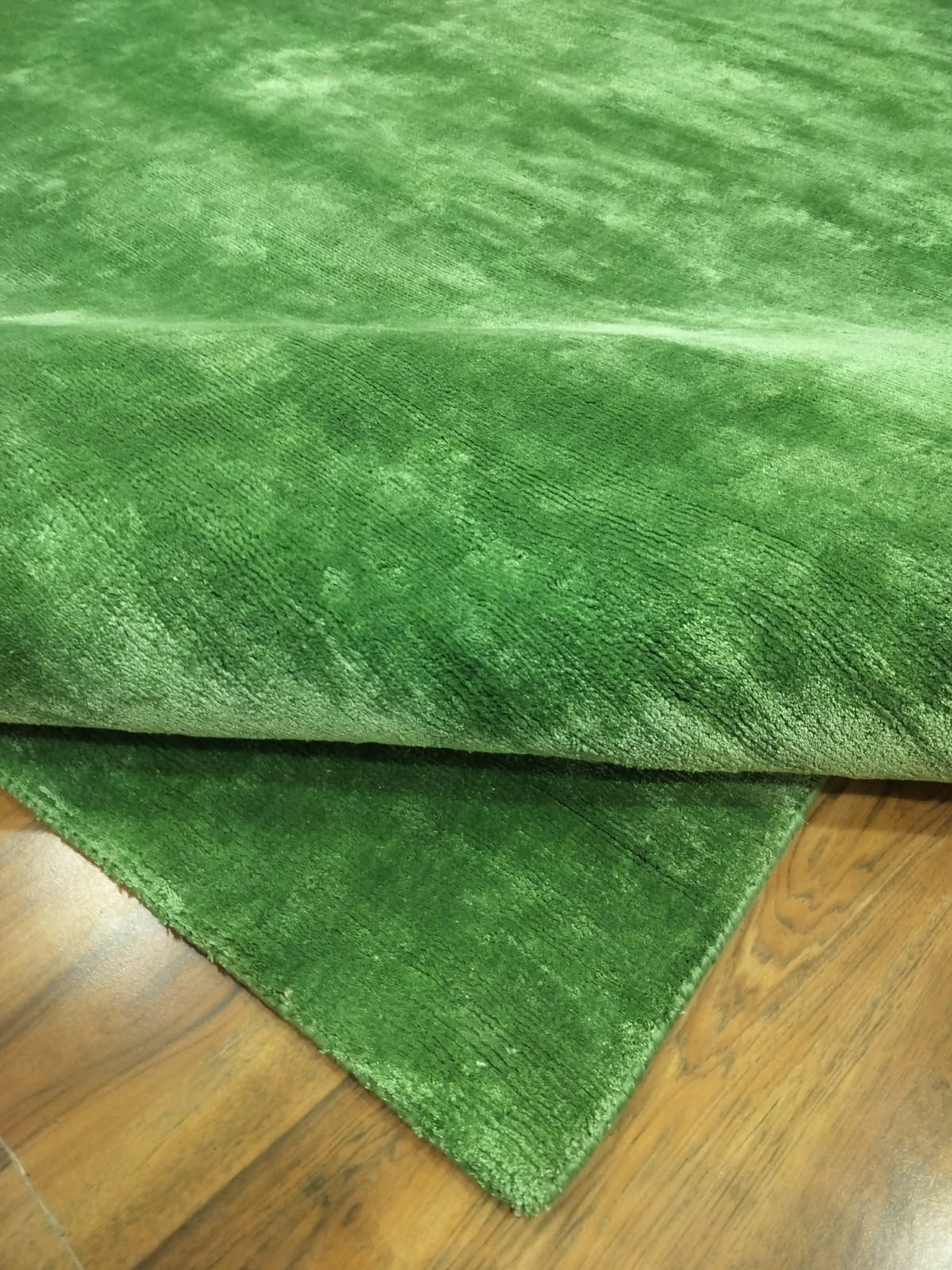Traditional Hand loomed Carpet Green Viscose Area Rug, Hand Knotted Art Silk Rug gallery