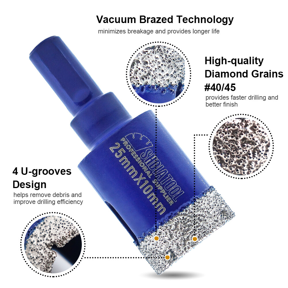 11pcs Diamond Hole Saw Kit Porcelian Marble Tri-Shank Core Drill Bits Hand Drill gallery