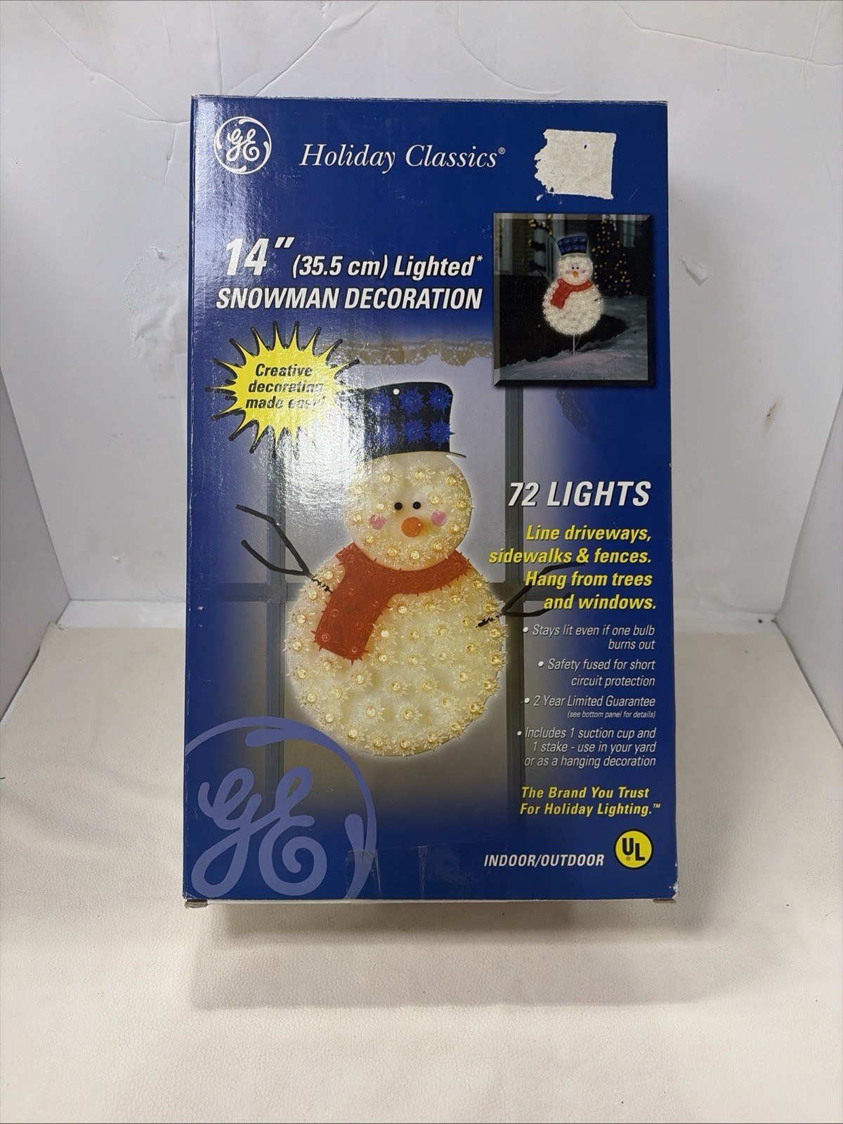 GE 2002 Lighted Snowman Christmas Decor 14" Arms Missing gallery