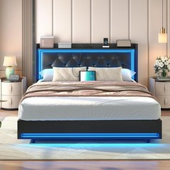 Queen Bed Frame with Headboard Upholstered Bed Frame Metal Platform Frame
