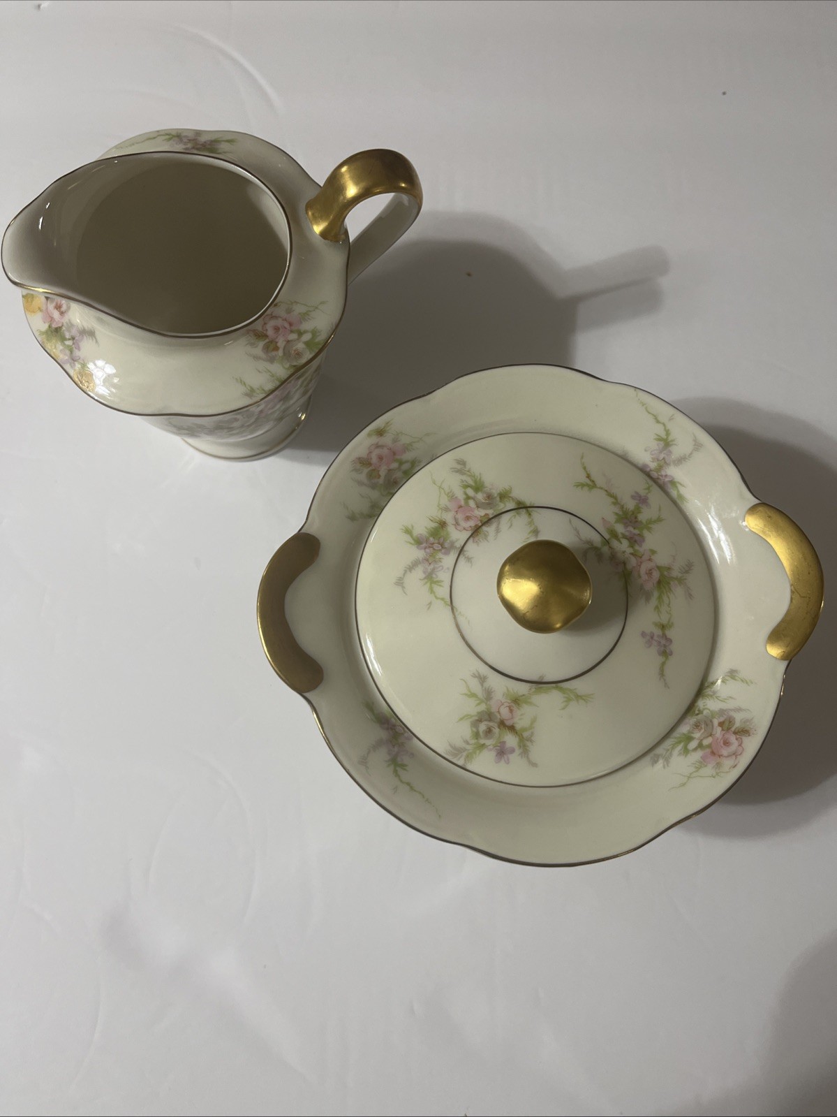 THEODORE HAVILAND Rosalinde CHINA Creamer and Sugar Bowl With Lid New York gallery