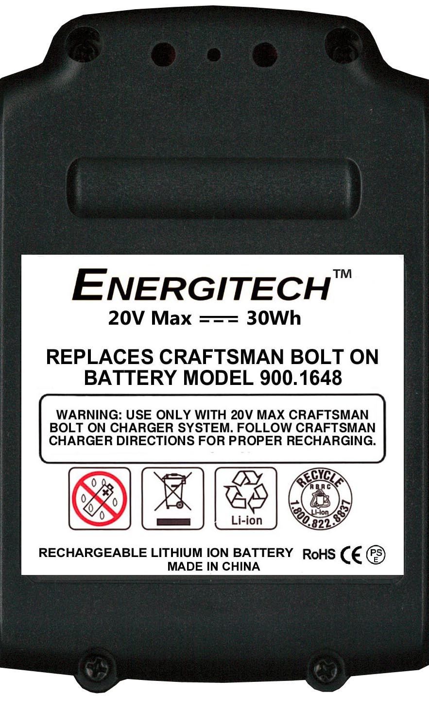 2 New Replacement 20 Volt Lithium Ion Battery Only 20v MAX Bolt On # 900.1648 gallery