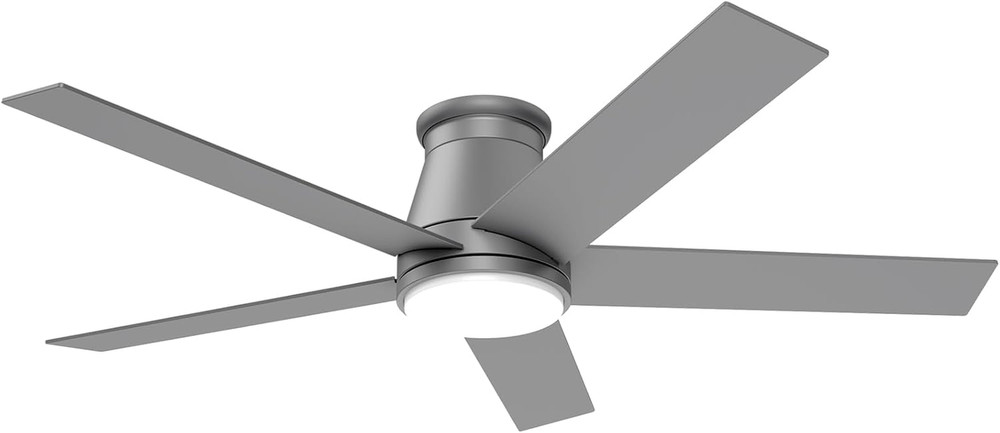 Matte Silver 52" Flush Mount Ceiling Fan with Light & Reversible DC Motor