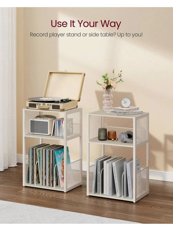 Record Player Stand, 3-Tier Side Table, Vinyl Record Storage Up To 100 Albums gallery