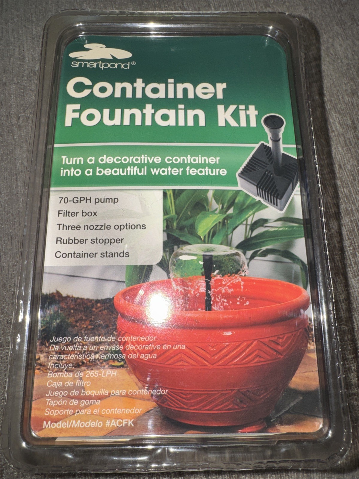 SMARTPOND Container Fountain Kit M-70 GP Pump, Indoor Outdoor, 3 Nozzles gallery