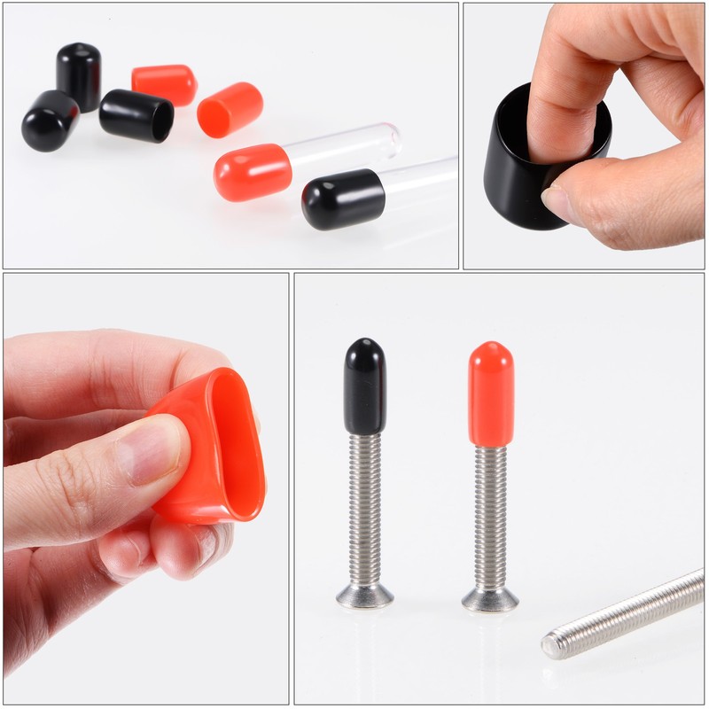 80pcs Round Rubber End Caps 3/32" 1/8" 5/32" 1/4" Red Vinyl Thread Protectors gallery