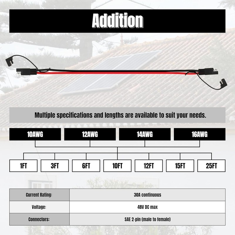 3FT 10AWG SAE Extension Cable, SAE Connector Cable Quick Disconnect gallery