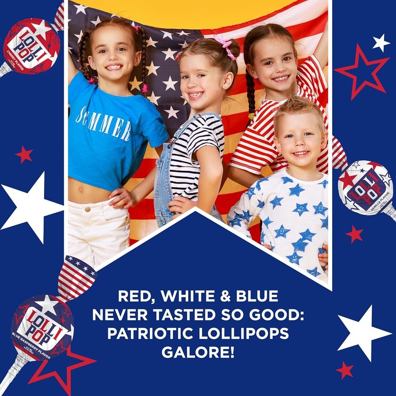 Patriotic Candy Lollipops, Independence Day, July 4th Suckers, 6-Pound Box gallery