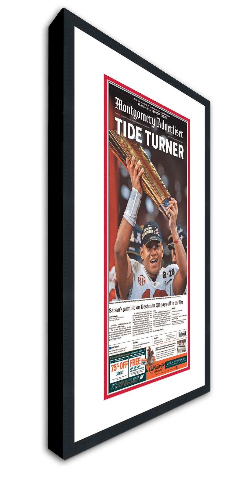 11x22 Newspaper Frame With White and Red Double Mat gallery