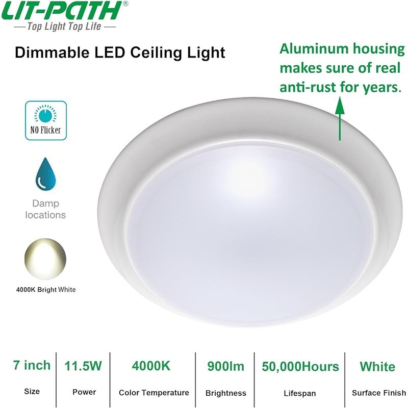 Dimmable LED Flush Mount Ceiling Light 85% Energy Saving 50000hrs ETL Certified gallery