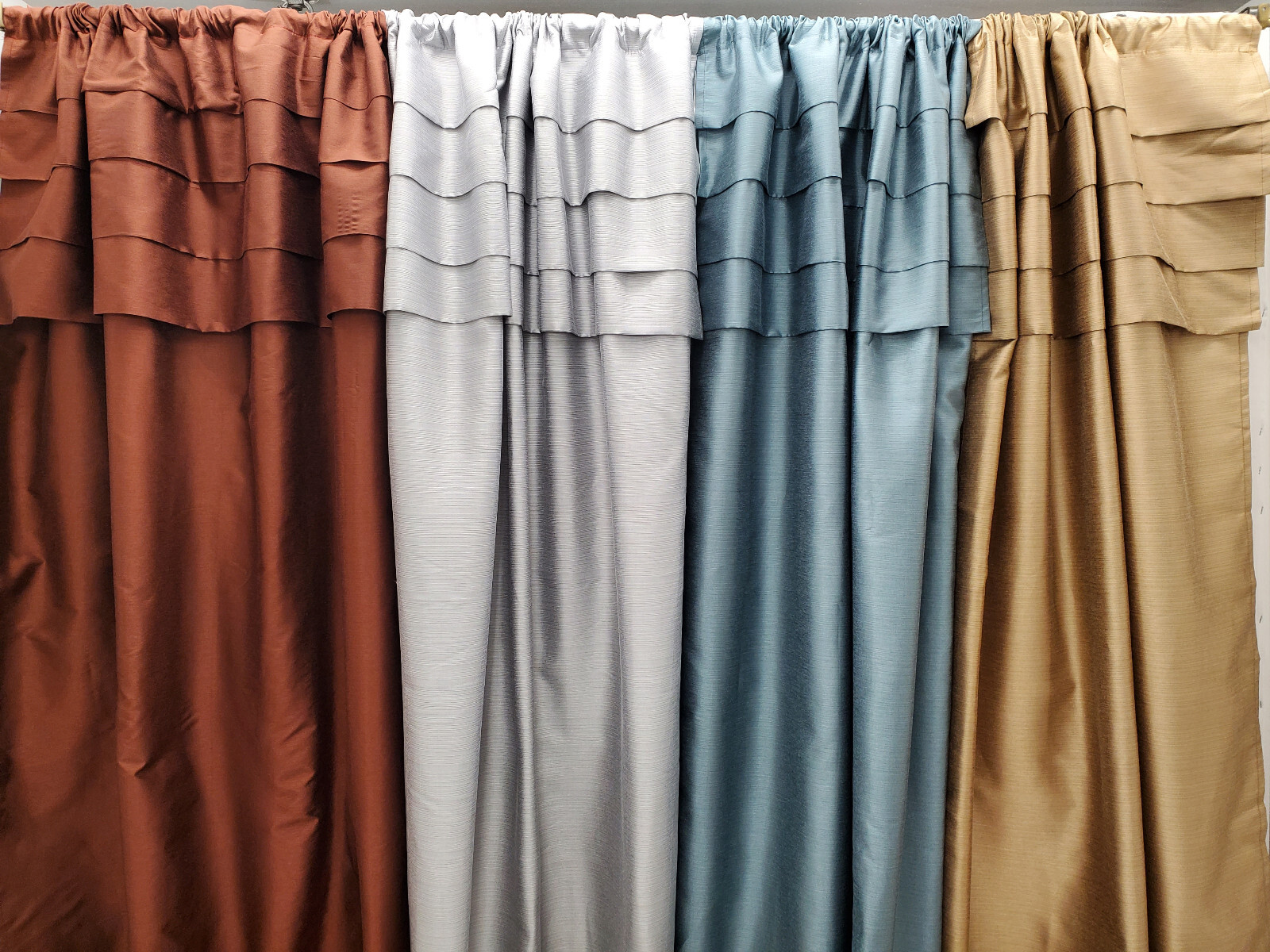 Cameo Faux Silk Panel Pair with Attached Pleated Valance 84”W per pair 63 or 84L gallery