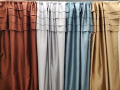 Cameo Faux Silk Panel Pair with Attached Pleated Valance 84”W per pair 63 or 84L