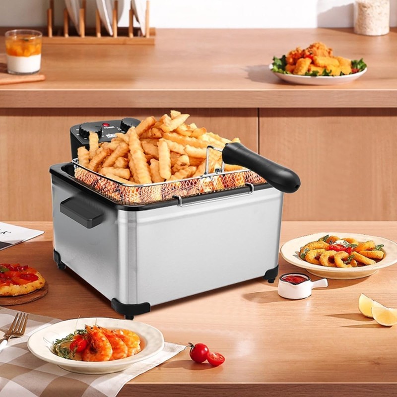5 Liters Large Electric Deep Fryer with 3 Frying Baskets for Kitchen, Fry Fissh gallery