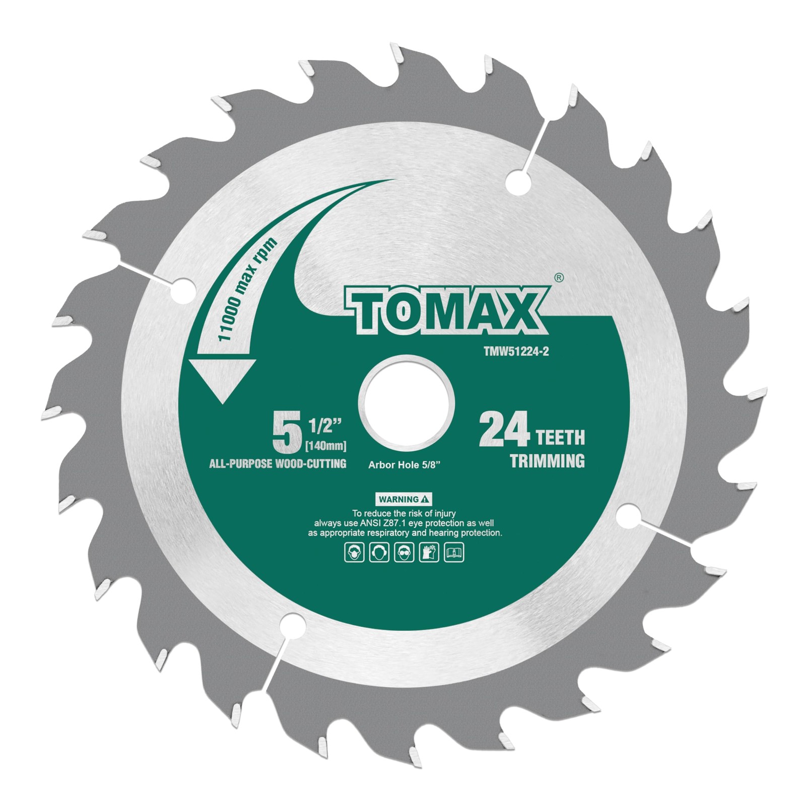 TOMAX 2 Pack 5-1/2 Inch 24 Tooth ATB General Purpose 24T(2-PACK), Green gallery