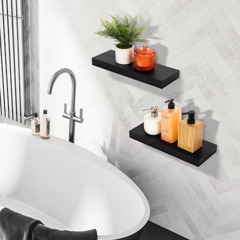 3pcs Floating Shelves for Wall, Bathroom Shelves Wall Mounted - Kitchen, Bedroom gallery