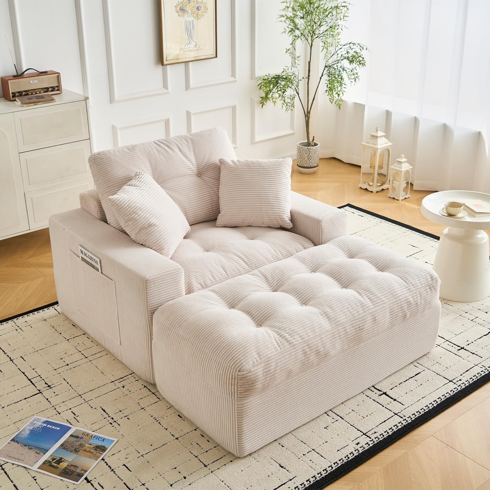 Oversized Chaise Lounge Chair with Ottoman No Assembly Modern Boneless Sofa Bed gallery