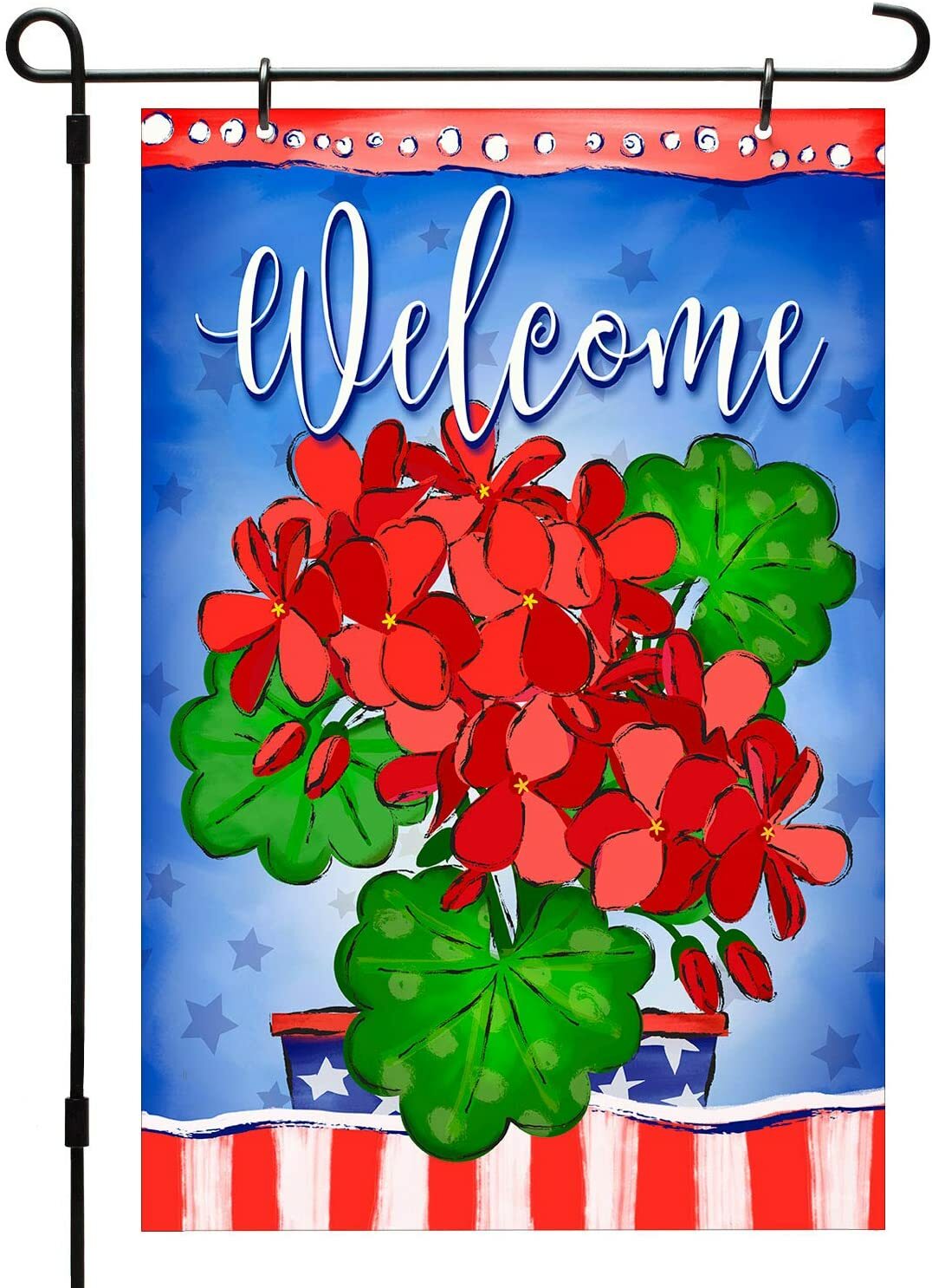 CounterArt Geranium Welcome Reversible Two Image Garden Flag Made In The USA gallery